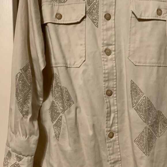 NWT Polo RALPH LAUREN SILVER BEADS EMBROIDERED COTTON SHIRT NEW WITH TAG US XL - Picture 6 of 16